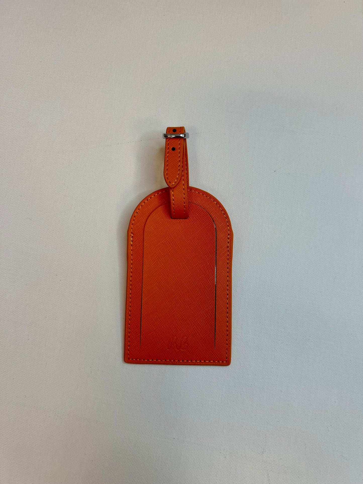 Self-finish Leather luggage tag- Orange