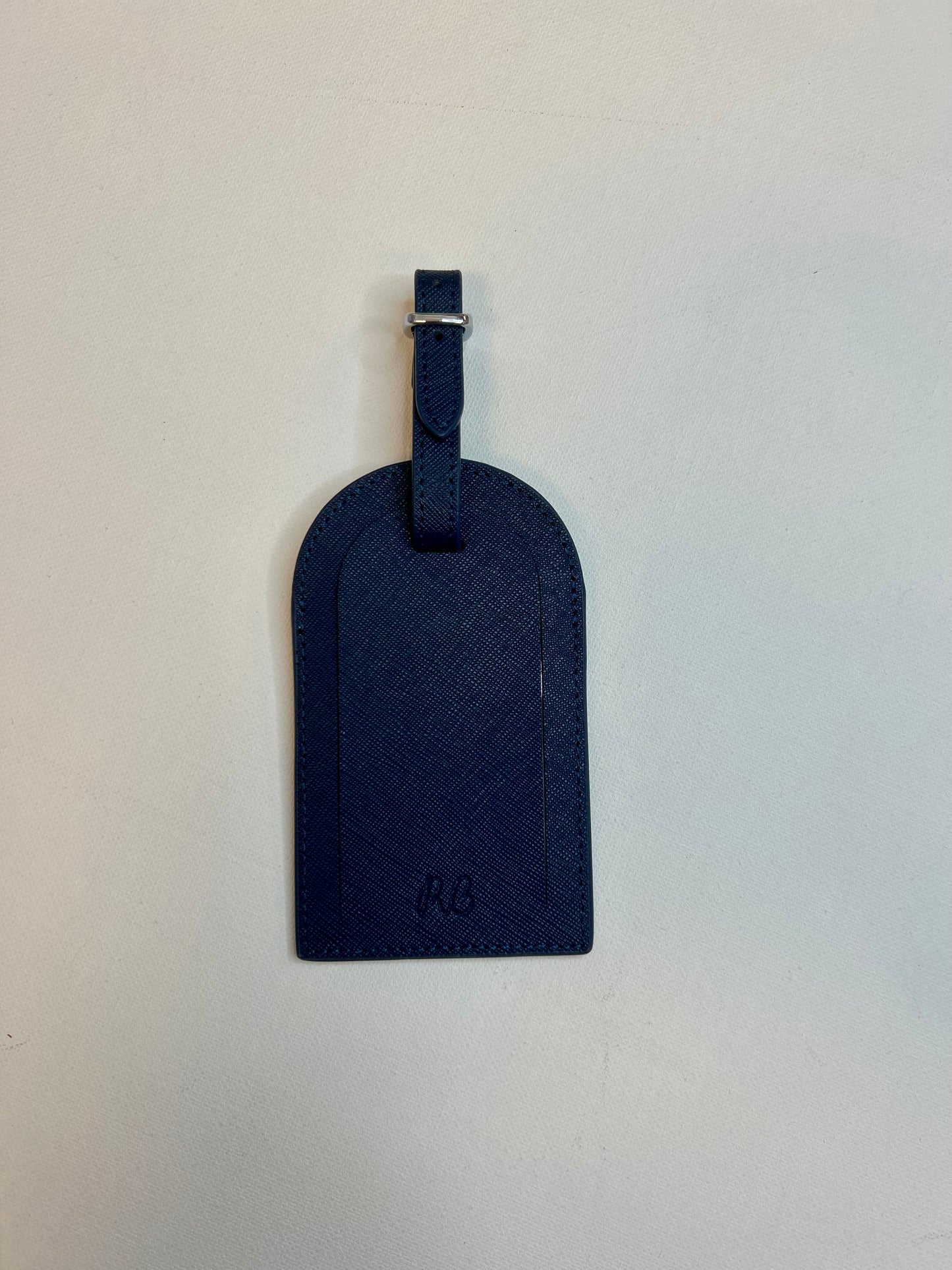Self-finish Leather luggage tag- Navy