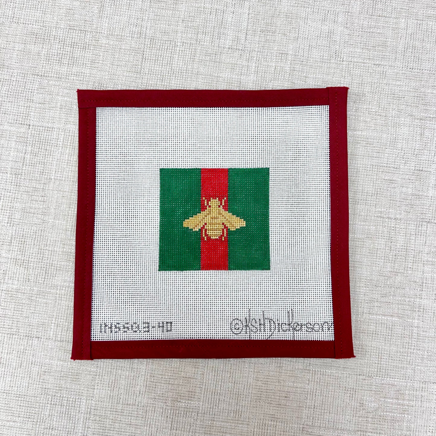 Gucci-Inspired Gold Bee on Green with Red Stripe