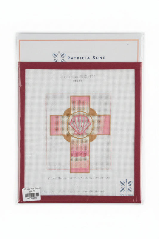 Cross with Shell Canvas and Stitch Guide