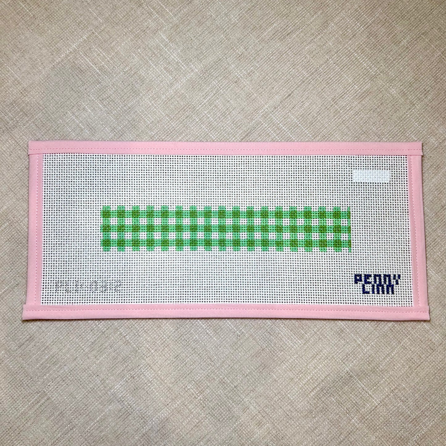 Green Gingham Key Fob