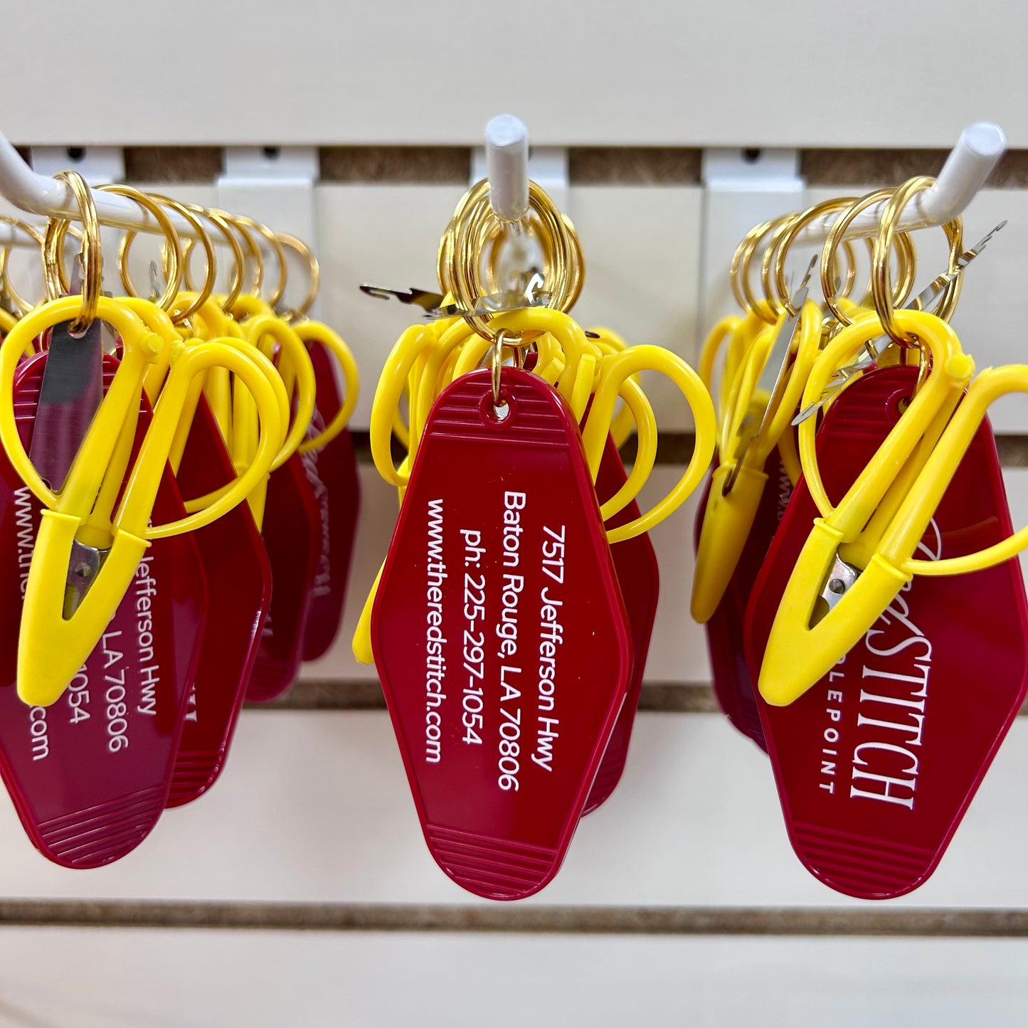 Red Stitch Keychains with Snips & Threader