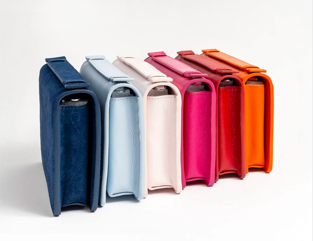 Self-finish Leather Clutch - Light Blue
