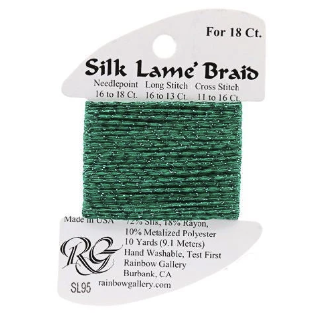 Silk Lame Braid - Medium Christmas Green SL95