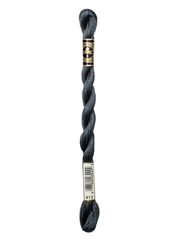 DMC Size 5 Pearl 413 Dark Pewter Gray
