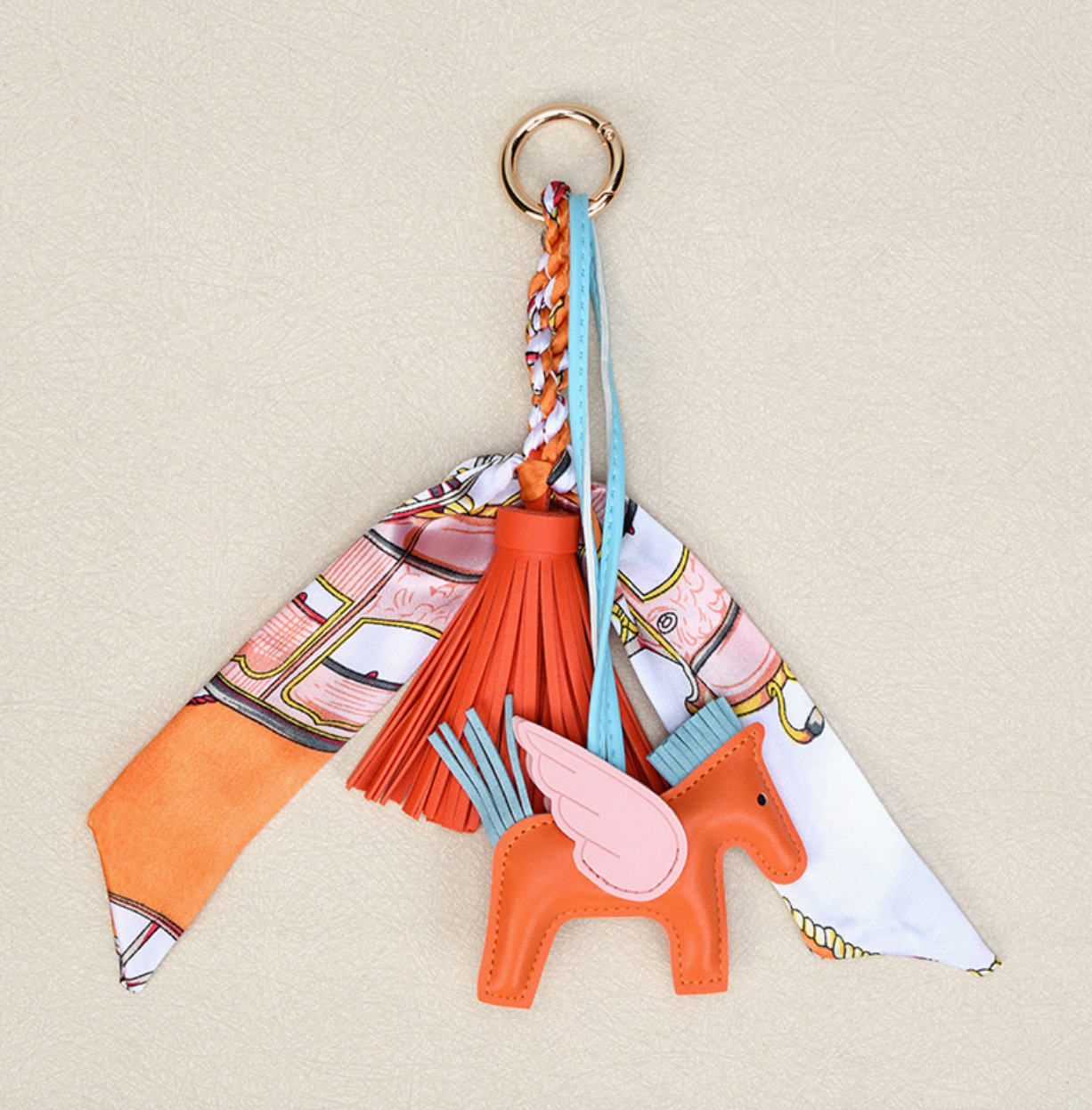 Angel Horse & Bow Scarf Tassel Bag Charm Keychain