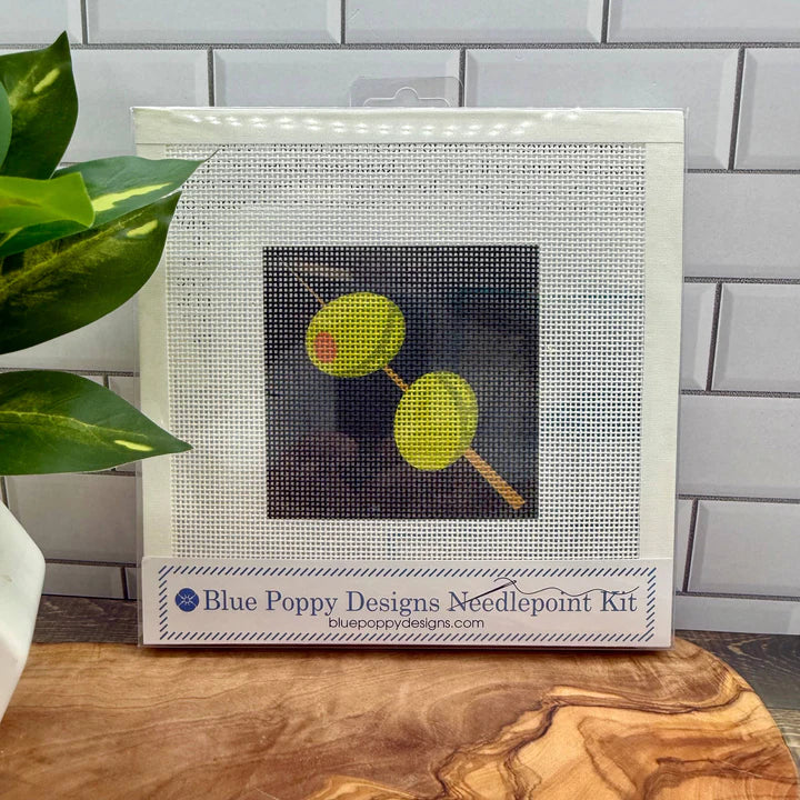 Blue Poppy Needlepoint Kit - Olives