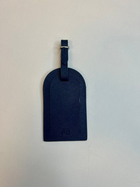 Self-finish Leather luggage tag- Navy