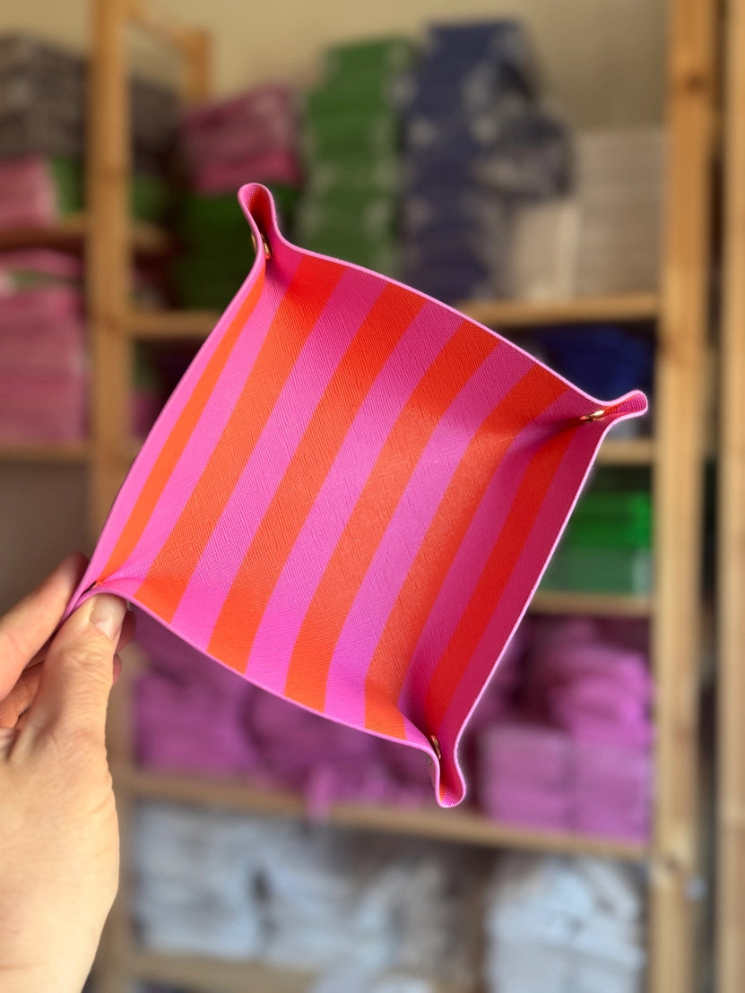 Aspen Lane Jewelry Trinket Tray - pink orange stripe