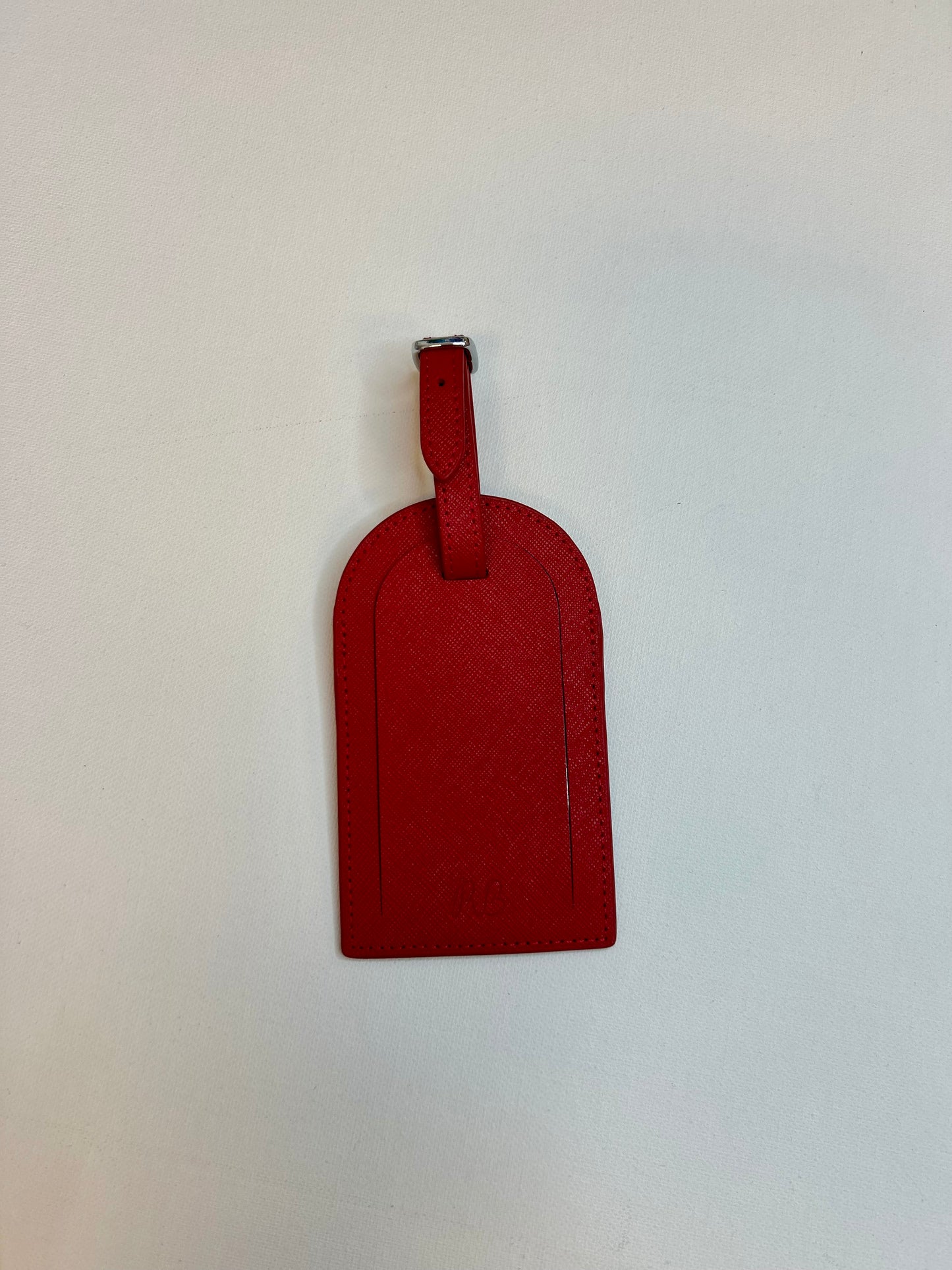 Self-finish Leather luggage tag- Red