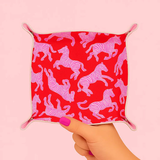 Aspen Lane Jewelry Trinket Tray - Pink Zebra