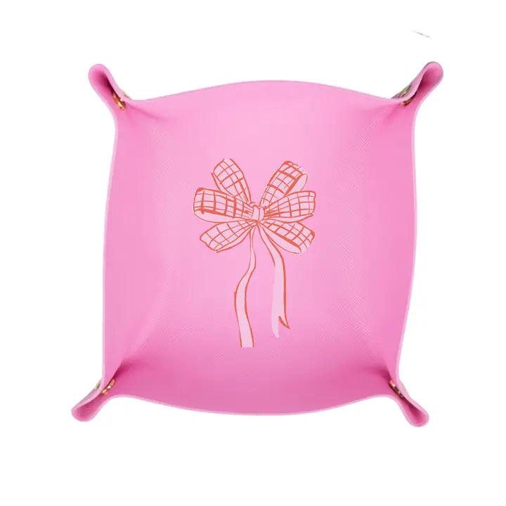 Aspen Lane Jewelry Trinket Tray - Pink Bow Plaid Valentine