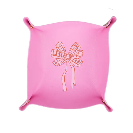 Aspen Lane Jewelry Trinket Tray - Pink Bow Plaid Valentine