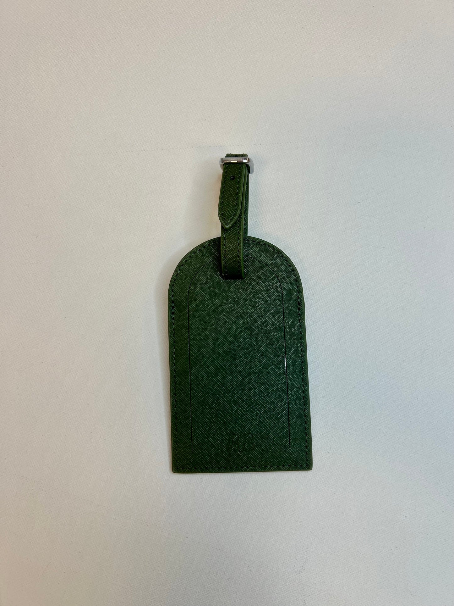 Self-finish Leather luggage tag- Hunter green
