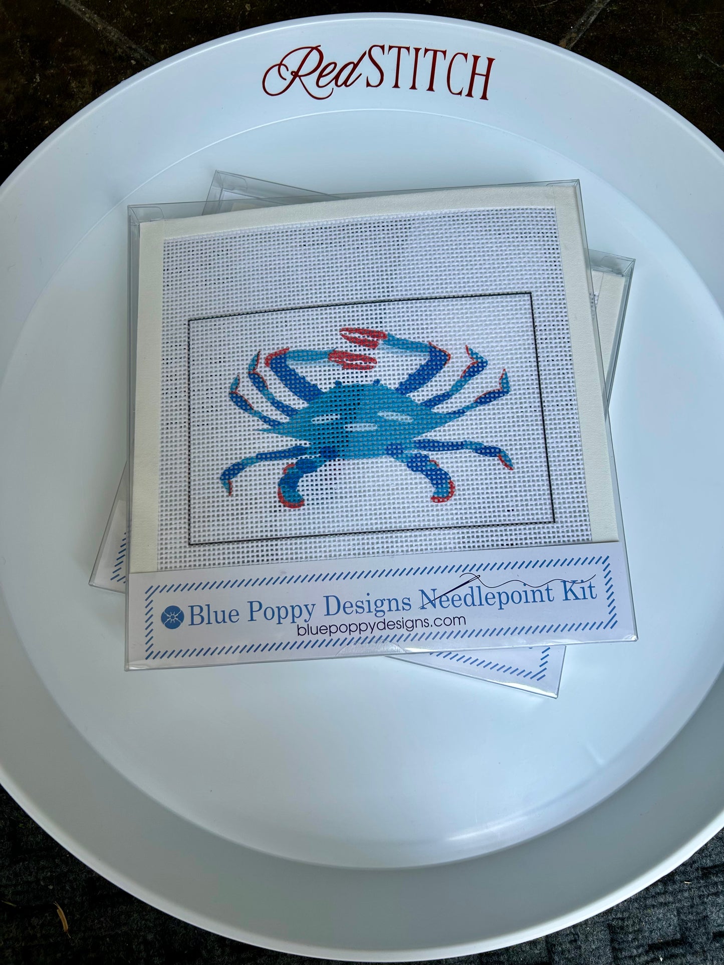 Blue Poppy Needlepoint Kit - Blue Crab