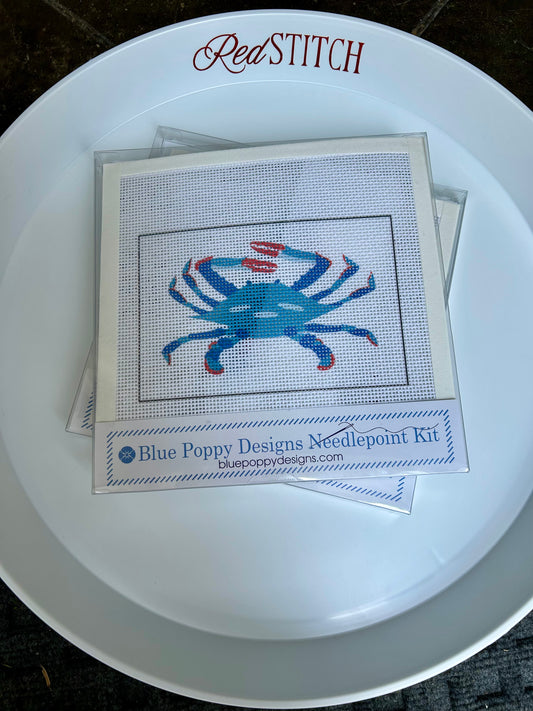 Blue Poppy Needlepoint Kit - Blue Crab