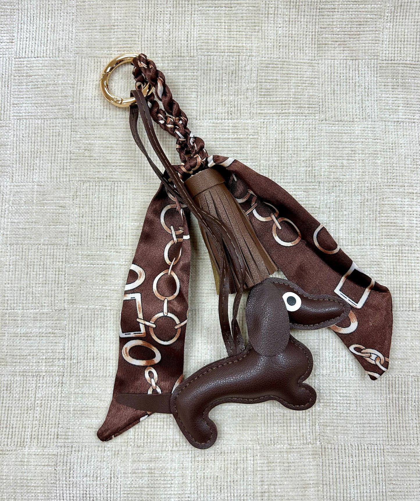 Dachshund & Bow Scarf Tassel Bag Charm