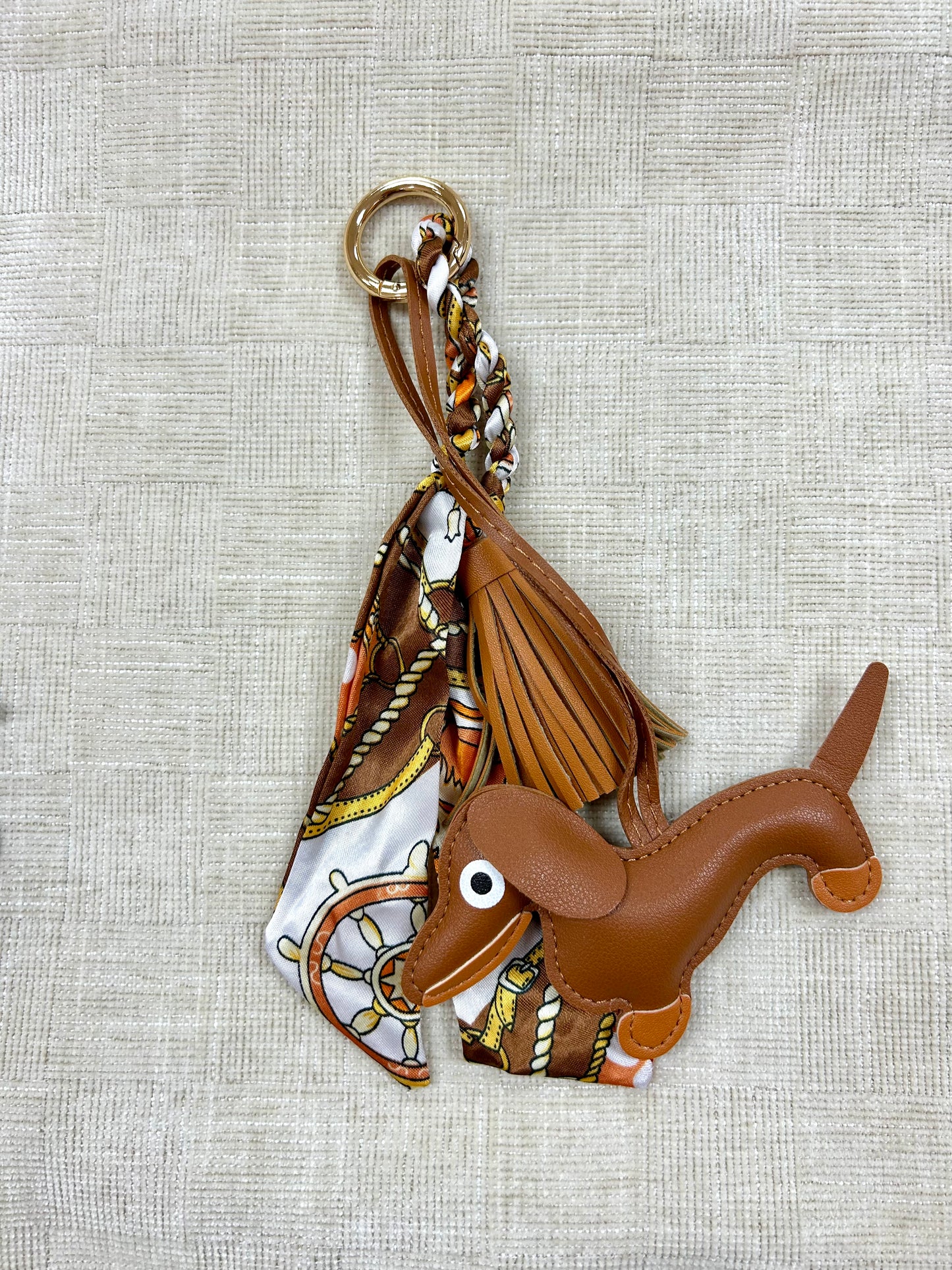 Dachshund & Bow Scarf Tassel Bag Charm