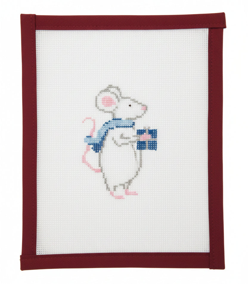 Mouse with Blue Scarf Canvas and Stitch Guide