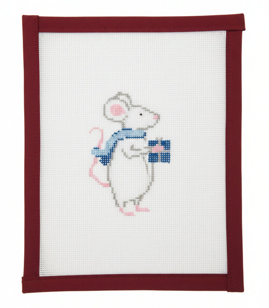 Mouse with Blue Scarf Canvas and Stitch Guide