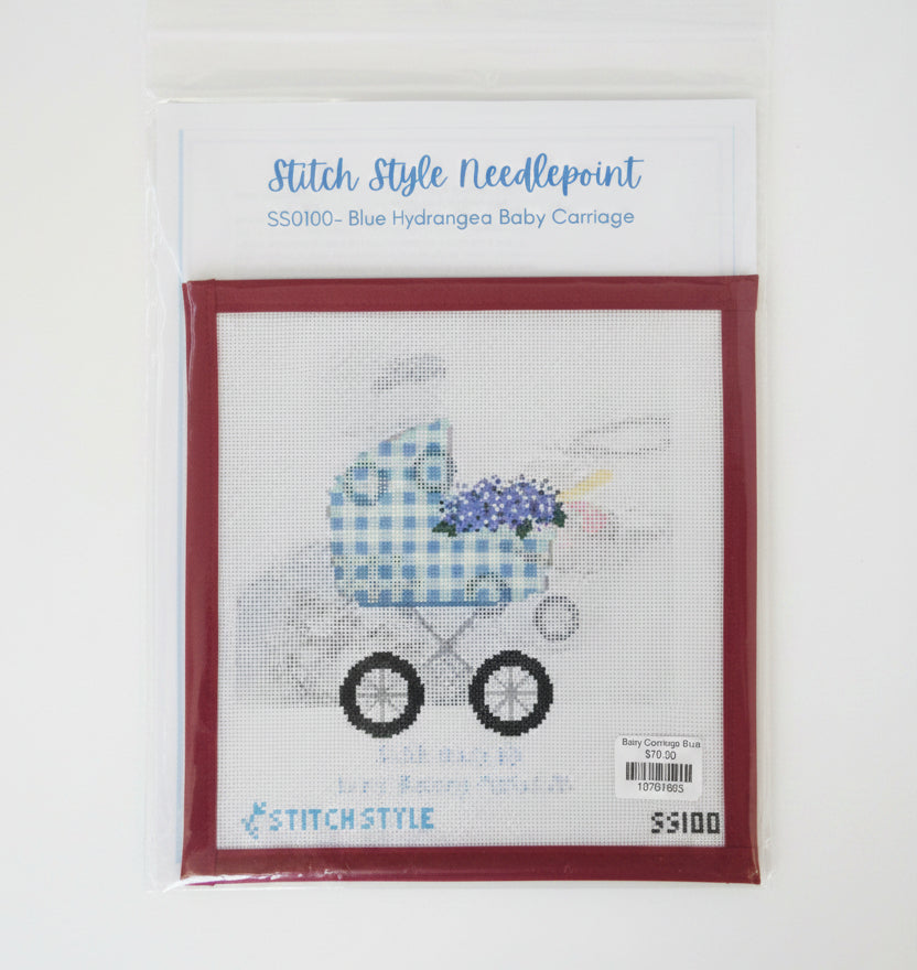 Baby Carriage - Blue Hydrangea Canvas and Stitch Guide
