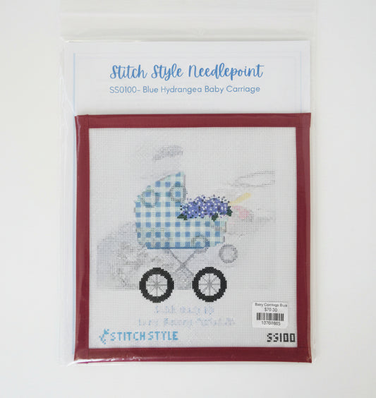 Baby Carriage - Blue Hydrangea Canvas and Stitch Guide