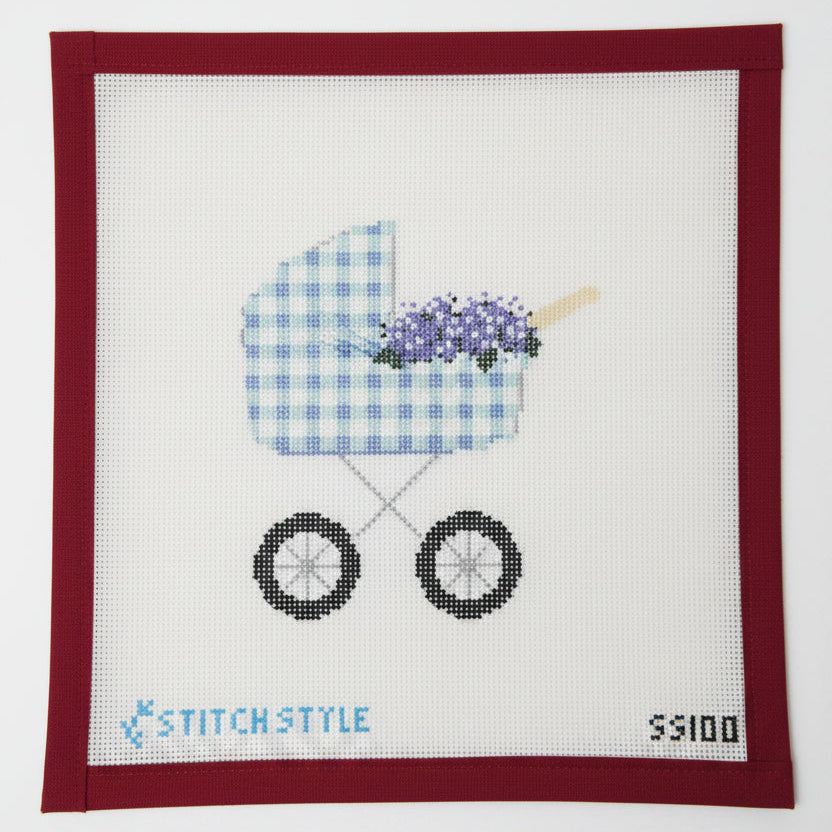 Baby Carriage - Blue Hydrangea Canvas and Stitch Guide