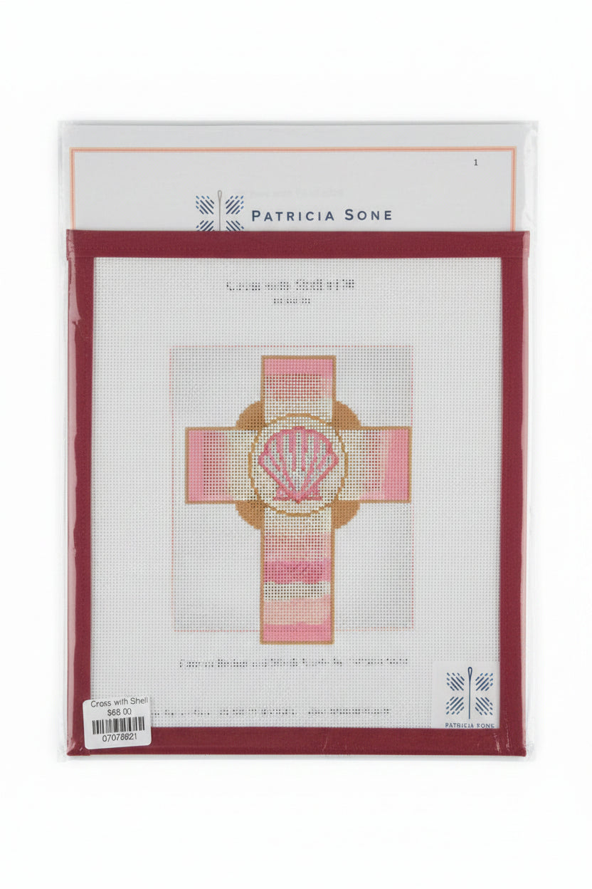 Cross with Shell Canvas and Stitch Guide