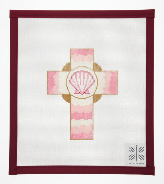 Cross with Shell Canvas and Stitch Guide