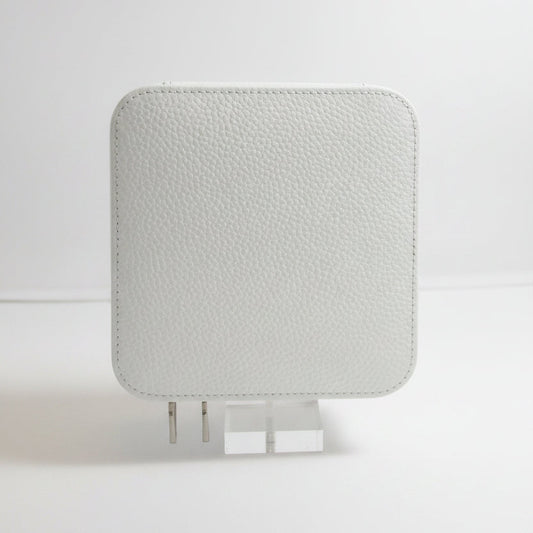 Self-finish Leather Square Case- White