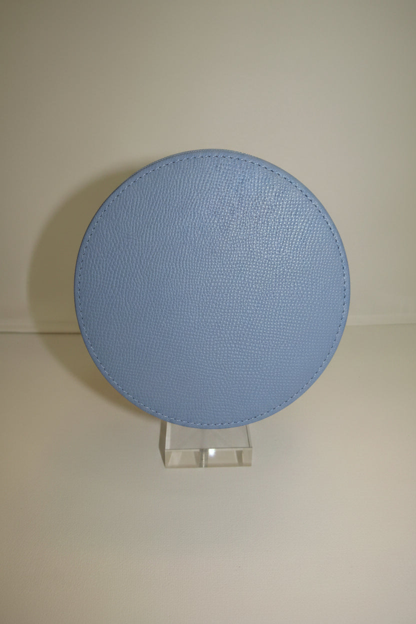 Self-finish Leather Round Case- Hydrangea Blue