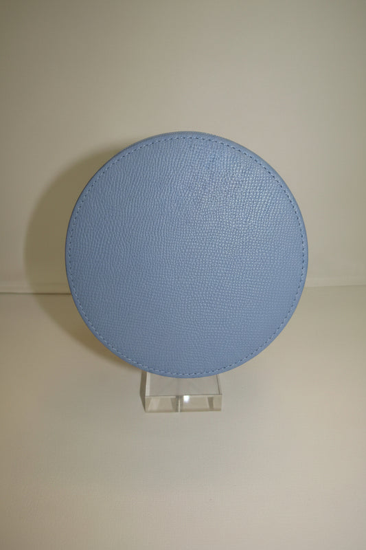 Self-finish Leather Round Case- Hydrangea Blue