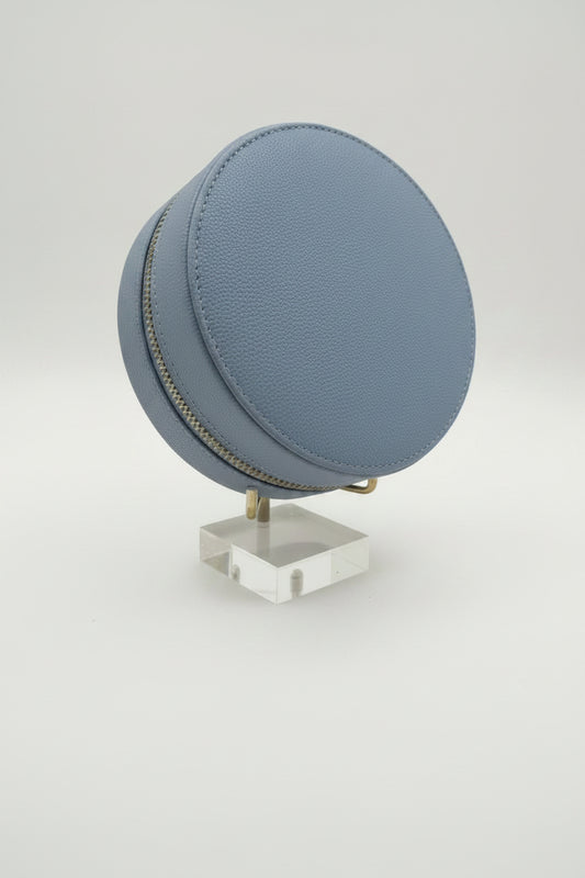 Self-finish Leather Round Case- Hydrangea Blue