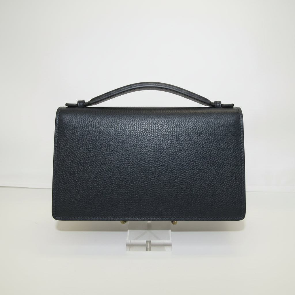 Self-finish Leather Clucth- Navy