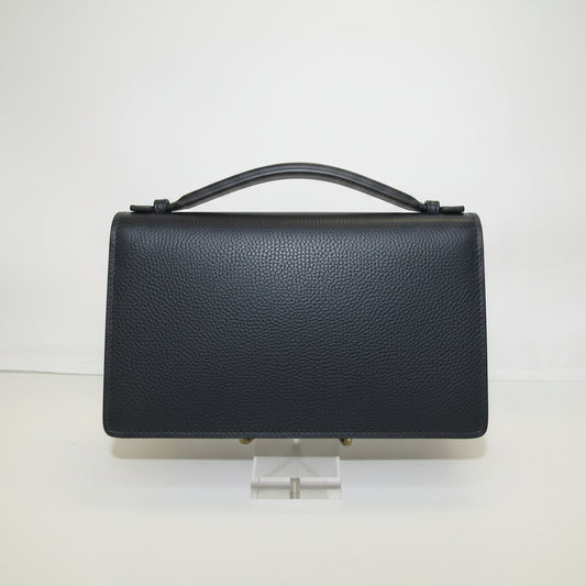 Self-finish Leather Clucth- Navy