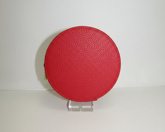 Self-finish Leather Round Case- Red