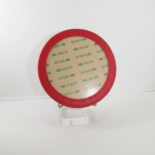 Self-finish Leather Round Case- Red