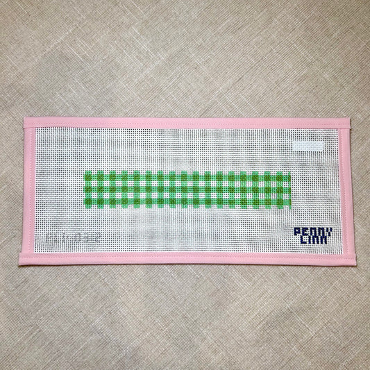 Green Gingham Key Fob