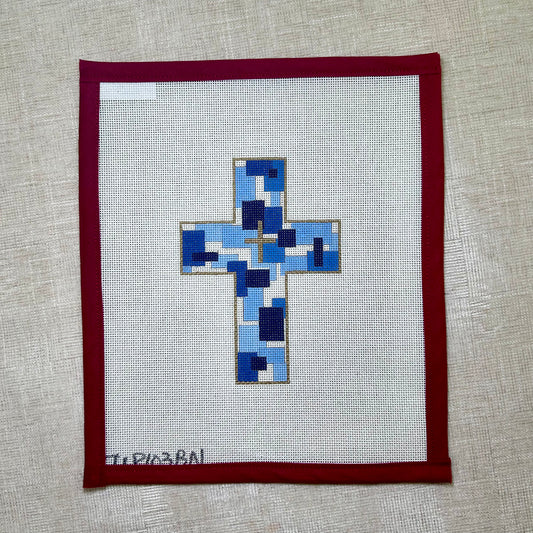Blue Geometric Cross