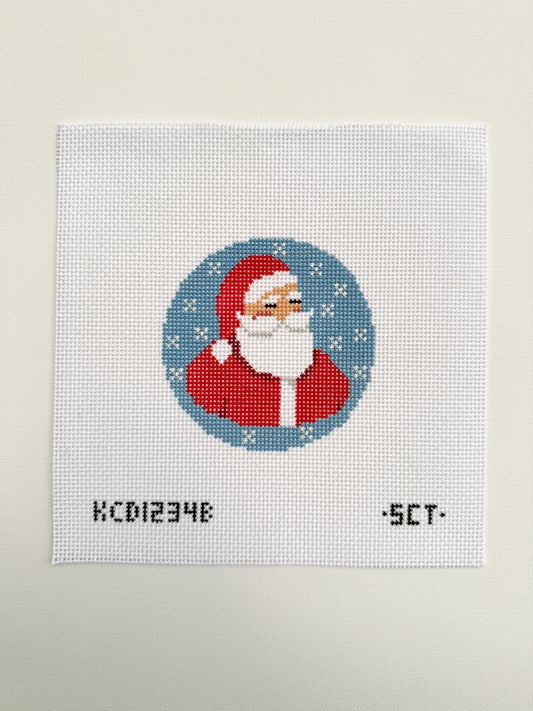 santa on medium blue round