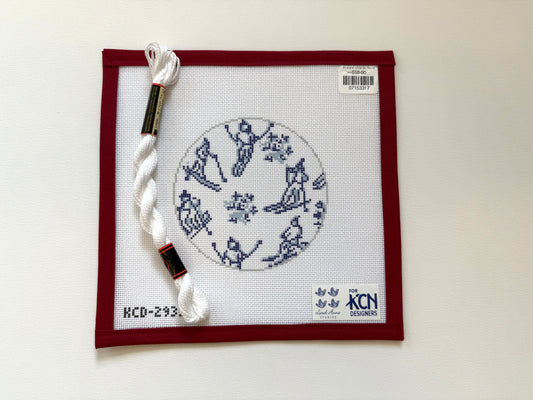 Blue and White Ski Round