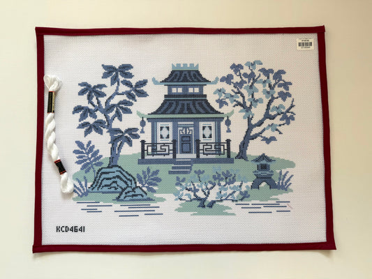 Large Blue Pagoda Scene