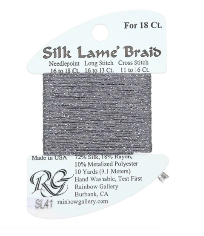 Silk Lame Braid - Pewter - 18 ct.