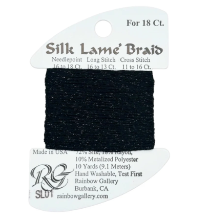 Silk Lame Braid - Black - 18 ct.