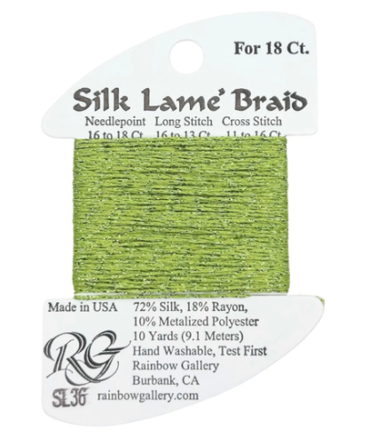 Silk Lame Braid - Chartreuse - 18 ct.