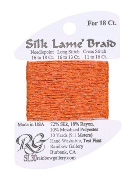 Silk Lame Braid - Orange - 18 ct.