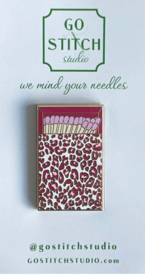 Pink Leopard Matchbox Needle Minder