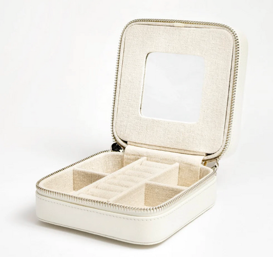 Self-finish Leather Square Case- White