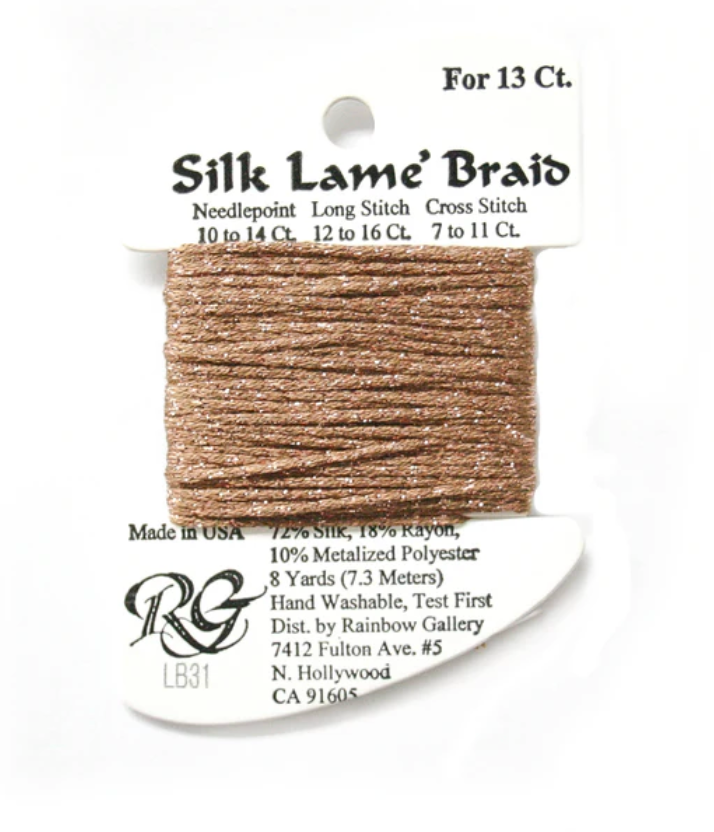 Silk  Lame Braid - Copper Card - 13 ct.
