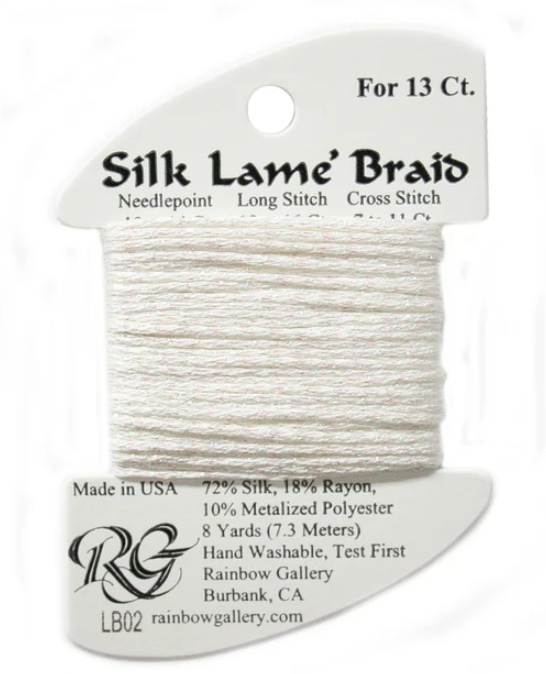 Silk Lame Braid - White Card - 13 ct.